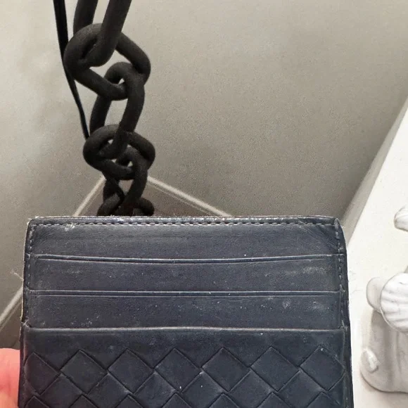 Bottega Veneta Intrecciato Credit Card Case in navy